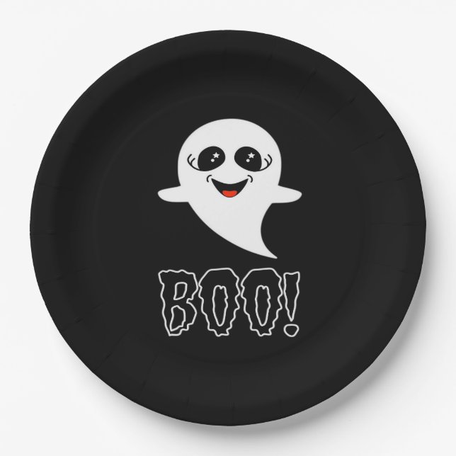 Boo Little Halloween Classic Design Paper Plate (Front)