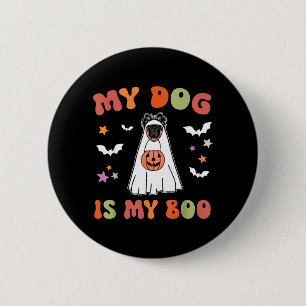Boo Long-Haired German Shepherd Dog Halloween 6 Cm Round Badge