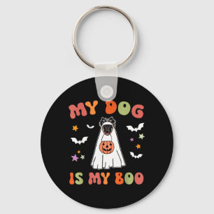 Boo Long-Haired German Shepherd Dog Halloween Key Ring