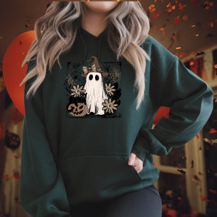 Boo Magic Vibes Boho Floral Ghost  Hoodie
