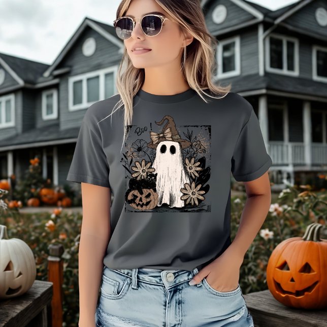 Boo Magic Vibes Boho Floral Ghost T-Shirt (Creator Uploaded)