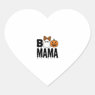Boo Mama Halloween Ghost Pumpkin Bow Design Heart Sticker