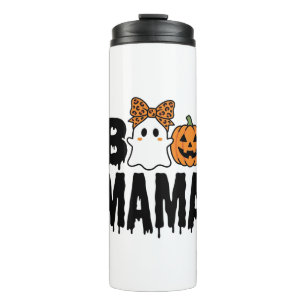 Boo Mama Halloween Ghost Pumpkin Bow Design Thermal Tumbler