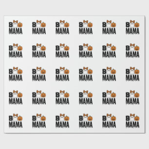 Boo Mama Halloween Ghost Pumpkin Bow Design Wrapping Paper