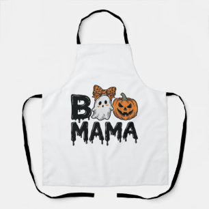 Boo Mama Halloween Ghost Pumpkin Mum Shirt Design_ Apron