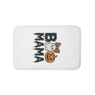 Boo Mama Halloween Ghost Pumpkin Mum Shirt Design_ Bath Mat