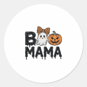 Boo Mama Halloween Ghost Pumpkin Mum Shirt Design_ Classic Round Sticker