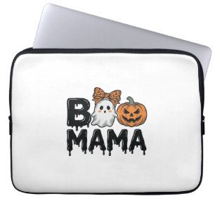 Boo Mama Halloween Ghost Pumpkin Mum Shirt Design_ Laptop Sleeve