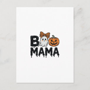Boo Mama Halloween Ghost Pumpkin Mum Shirt Design_ Postcard