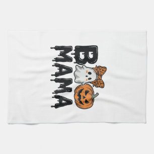 Boo Mama Halloween Ghost Pumpkin Mum Shirt Design_ Tea Towel