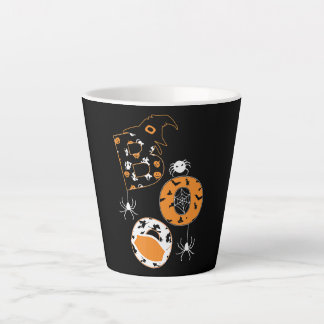 Boo Mask Spider Witch  Pumpkin Pattern Latte Mug