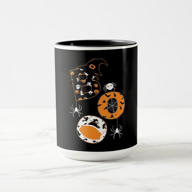 Boo Mask Spider Witch  Pumpkin Pattern Mug (Center)