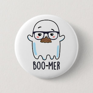 Boo-mer Funny Middle Aged Ghost Pun 6 Cm Round Badge