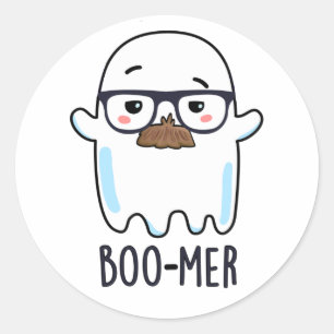 Boo-mer Funny Middle Aged Ghost Pun  Classic Round Sticker