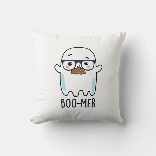 Boo-mer Funny Middle Aged Ghost Pun  Cushion (Front)