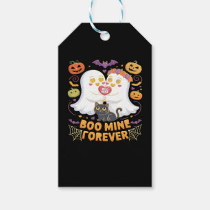 Boo Mine Forever Cute Ghosts Black Cat Love Hallow Gift Tags