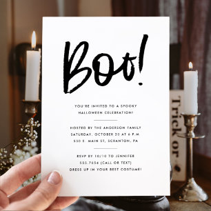 Boo Minimalist Halloween Party  Invitation
