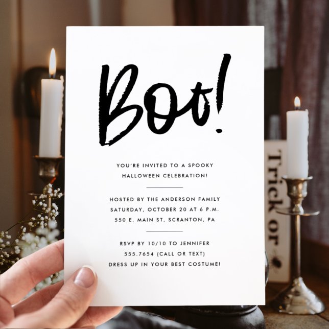 Boo Minimalist Halloween Party  Invitation (Creator Uploaded)