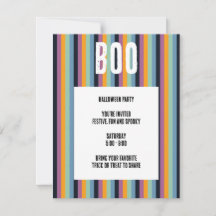 Boo! Muted Vertical Stripes Halloween