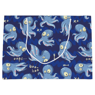Boo Octopus Blue Kids Clothing & Décor Large Gift Bag