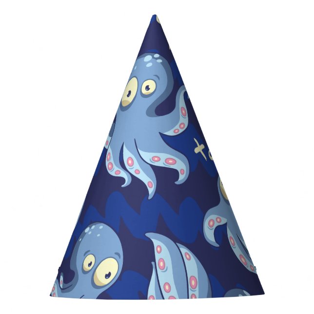Boo Octopus Blue Kids Clothing & Décor Party Hat (Front)