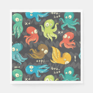 Boo Octopus Cute Multicolor Kids Clothing & Décor Napkin