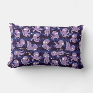 Boo Octopus Cute Purple Kids Clothing & Décor Lumbar Cushion