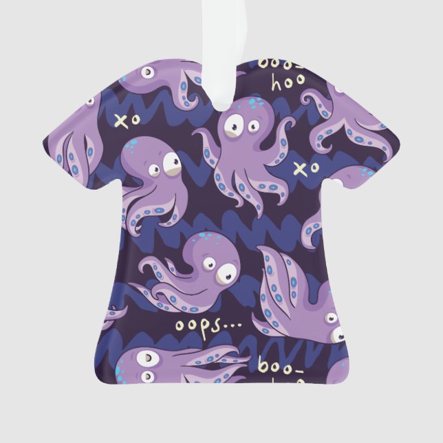 Boo Octopus Cute Purple Kids Clothing & Décor Ornament (Front)