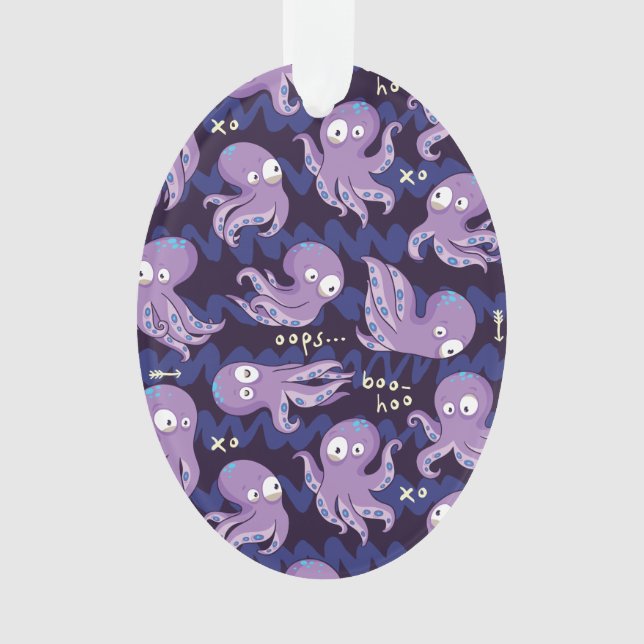 Boo Octopus Cute Purple Kids Clothing & Décor Ornament (Front)