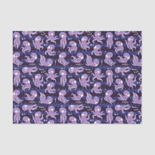 Boo Octopus Cute Purple Kids Clothing & Décor Tissue Paper (Front)