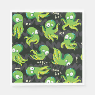 Boo Octopus Green Kids Clothing & Décor Napkin