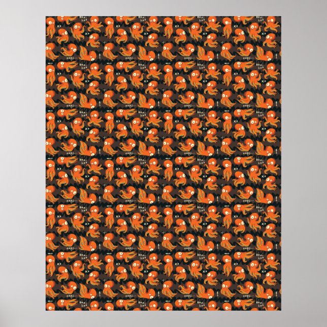 Boo Octopus Orange & Black Kids Clothing & Décor Poster (Front)
