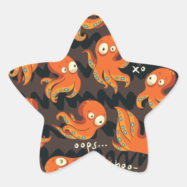 Boo Octopus Orange & Black Kids Clothing & Décor Star Sticker (Front)