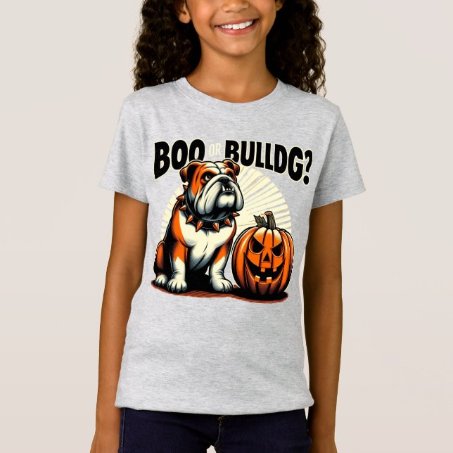 Boo or Bulldog? Mischievous Pop Art Design T-Shirt (Front)