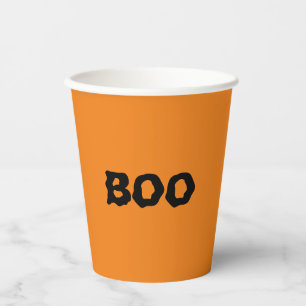 Boo orange and black spooky Halloween party Paper Cups