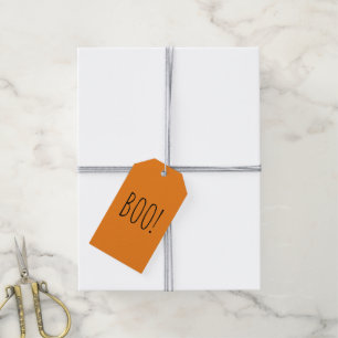 Boo orange black minimalist simple Halloween Gift Tags
