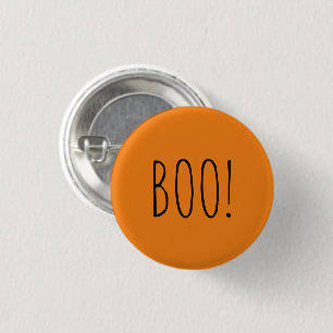 Boo orange black spooky typography fun Halloween 3 Cm Round Badge