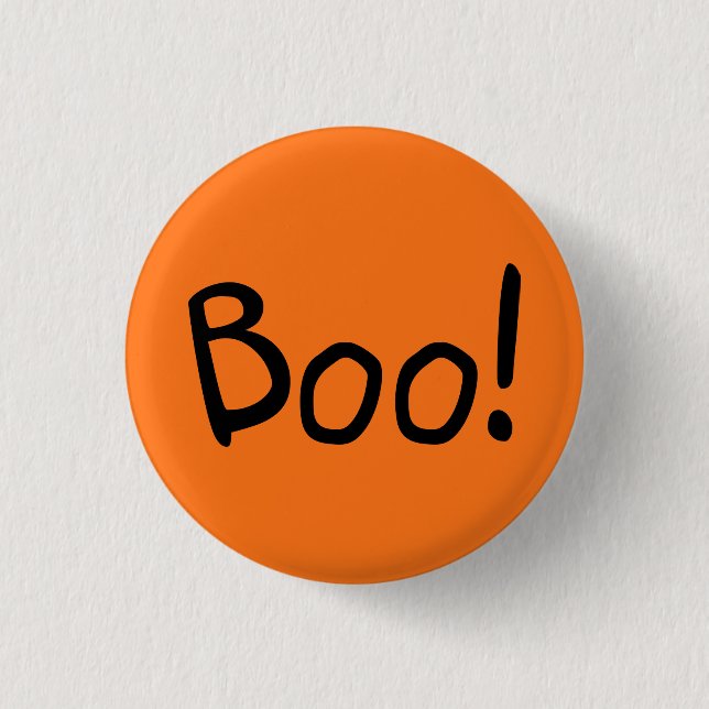 Boo orange cute handwritten typography Halloween 3 Cm Round Badge (Front)