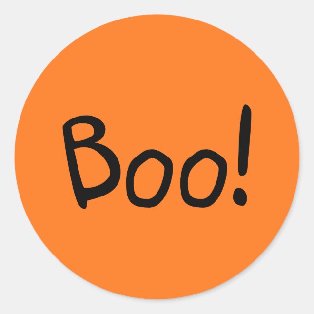 Boo orange cute handwritten typography Halloween Classic Round Sticker (Front)