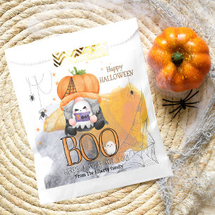 BOO orange gnome kids halloween trick or treat Favour Bags