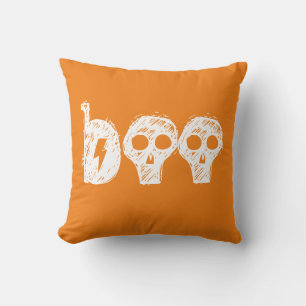 "Boo" Orange Halloween Throw Pillow