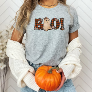 Boo Orange Plaid Halloween T-Shirt