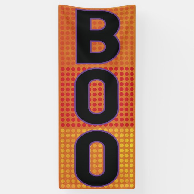 Boo Orange Polka Dot Halloween Banner (Vertical)
