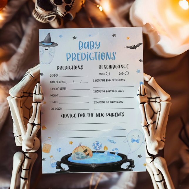 Boo-oy Halloween Baby Shower Baby Predictions Game (Blue Oh Sheet Baby Shower Baby Predictions Game)