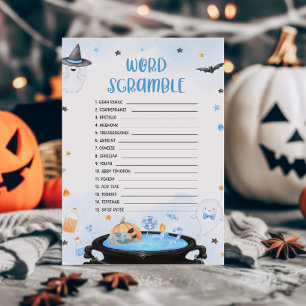 Boo-oy Halloween Baby Shower Word Scramble Game