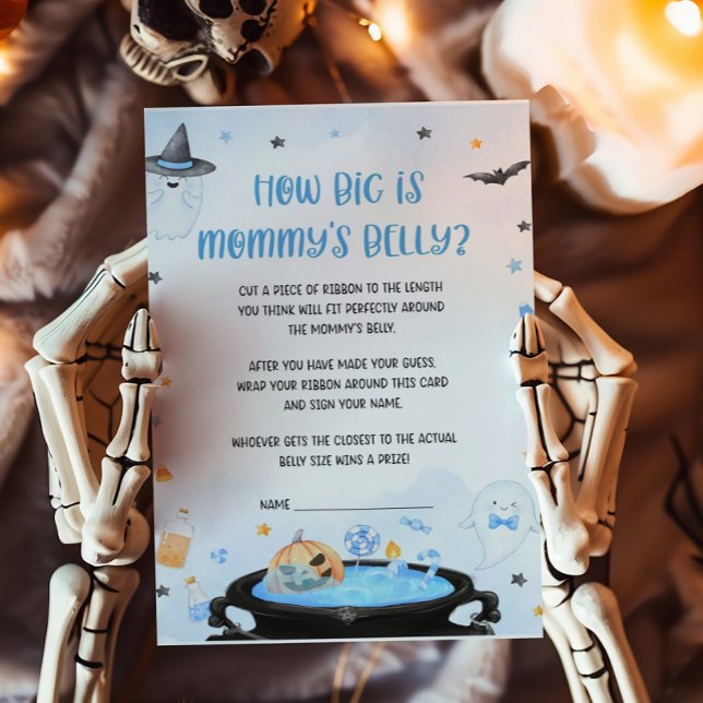 Boo-oy Halloween How Big is Mommys Belly Game (Blue Oh Sheet Baby Shower How Big is Mommy's Belly Game)