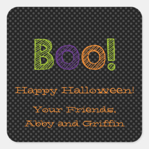 Boo! Personalised Square Halloween Sticker