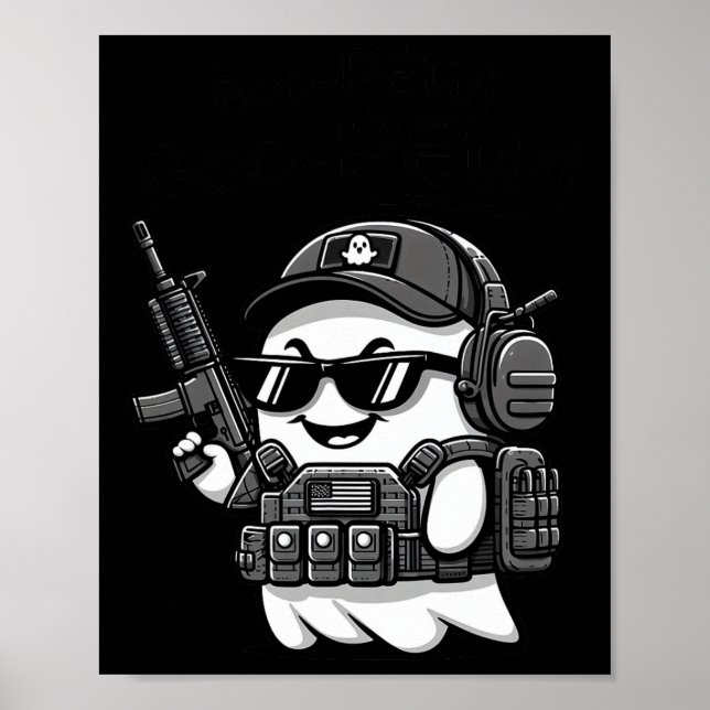 Boo Pew Tactical Ghost Costume Gun Lover Halloween Poster (Front)
