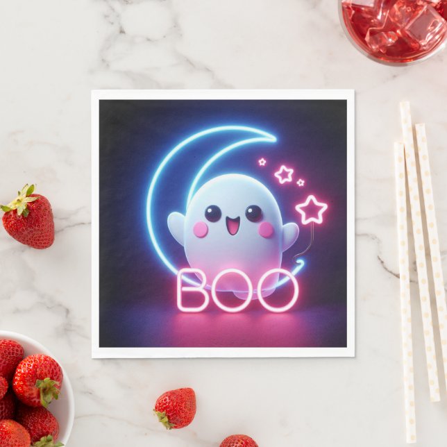 BOO Pink Halloween Ghost  Napkin (Insitu)