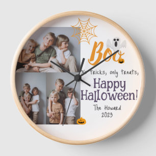 Boo pumpkin jack-o-lantern Halloween Photo Collage Clock